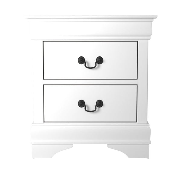 English Elm White Three Piece Bedroom Collection with Dresser Nightstand and Curved Mirror Frame White Twin Bed, Dresser, Mirror & 2 Nightstands B011S08018