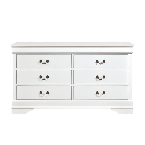 English Elm Cherry Louis Philippe Twin Sleigh Bed Set White Wood Finish with Brass Hardware 5-Piece B011S08019