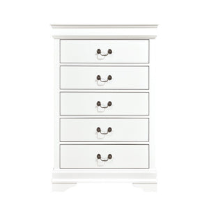 English Elm Cherry Louis Philippe Twin Sleigh Bed Set White Wood Finish with Brass Hardware 6-Piece B011S08020