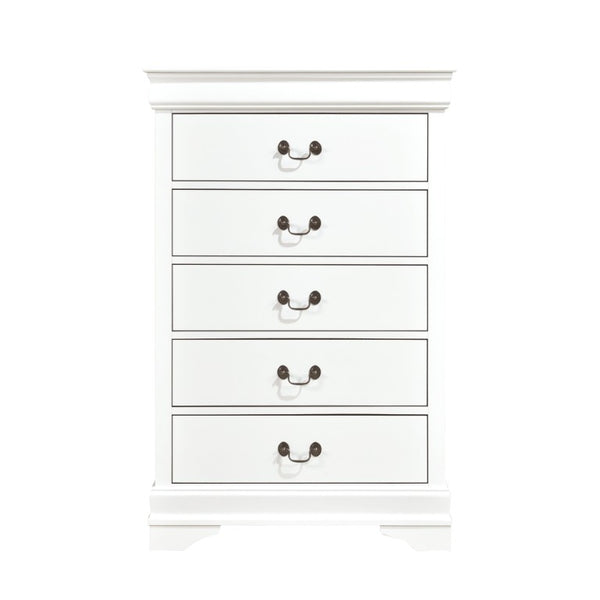 English Elm Cherry Louis Philippe Twin Sleigh Bed Set White Wood Finish with Brass Hardware 6-Piece B011S08020