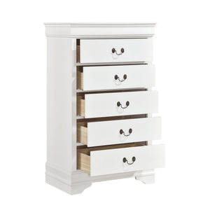 English Elm Cherry Louis Philippe Twin Sleigh Bed Set White Wood Finish with Brass Hardware 6-Piece B011S08020