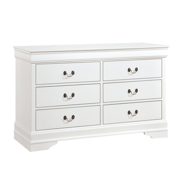 English Elm Cherry Louis Philippe Twin Sleigh Bed Set White Wood Finish with Brass Hardware 6-Piece B011S08020