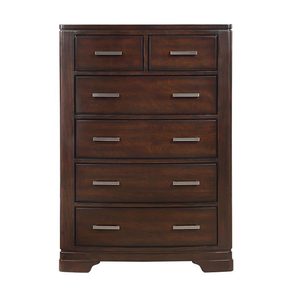 English Elm White Three Piece Bedroom Collection with Dresser Nightstand and Curved Mirror Frame Cherry California King Bed, Nightstand & Chest B011S08025