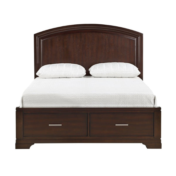 English Elm White Three Piece Bedroom Collection with Dresser Nightstand and Curved Mirror Frame Cherry California King Bed, Nightstand & Chest B011S08025