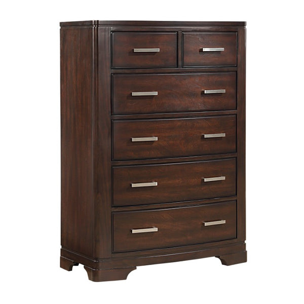 English Elm White Three Piece Bedroom Collection with Dresser Nightstand and Curved Mirror Frame Cherry Queen Bed, Nightstand & Chest B011S08028