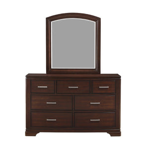 English Elm Cherry Finish Queen Bedroom Set with Dresser Mirror Chest and Storage Drawers B011S08030