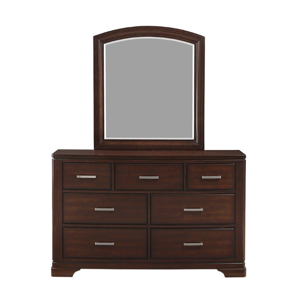 English Elm Cherry Finish Queen Bedroom Set with Dresser Mirror Chest and Storage Drawers B011S08030