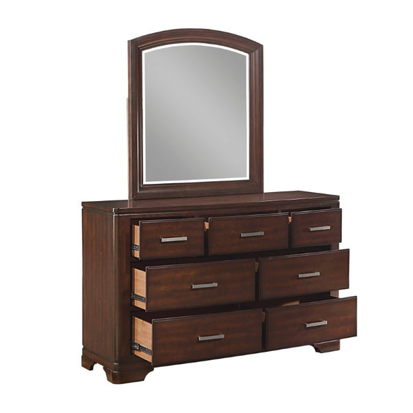 English Elm Cherry Finish Queen Bedroom Set with Dresser Mirror Chest and Storage Drawers B011S08030