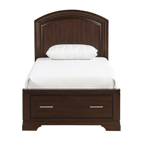 English Elm White Three Piece Bedroom Collection with Dresser Nightstand and Curved Mirror Frame Cherry Full Bed, Nightstand & Chest B011S08031