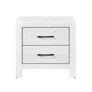 English Elm White Three Piece Bedroom Collection with Dresser Nightstand and Curved Mirror Frame White Eastern King Bed, Nightstand & Chest B011S08037