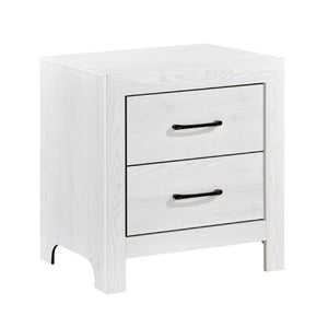 English Elm White Three Piece Bedroom Collection with Dresser Nightstand and Curved Mirror Frame White Eastern King Bed, Nightstand & Chest B011S08037