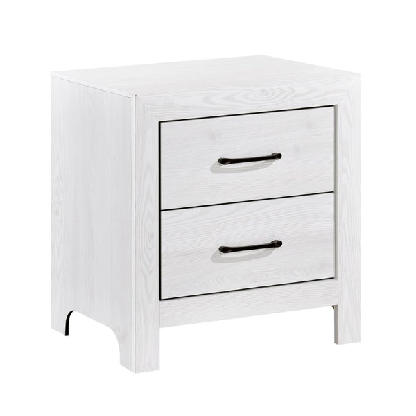 English Elm White Three Piece Bedroom Collection with Dresser Nightstand and Curved Mirror Frame White Eastern King Bed, Nightstand & Chest B011S08037