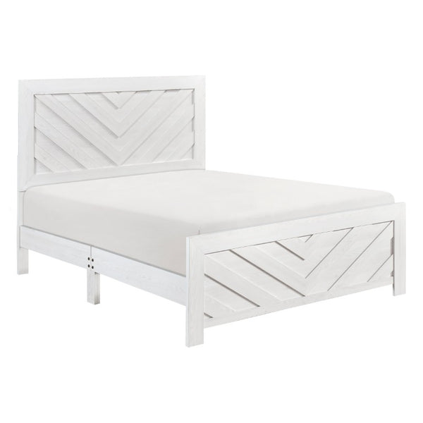 English Elm White Three Piece Bedroom Collection with Dresser Nightstand and Curved Mirror Frame White Eastern King Bed, Nightstand & Chest B011S08037