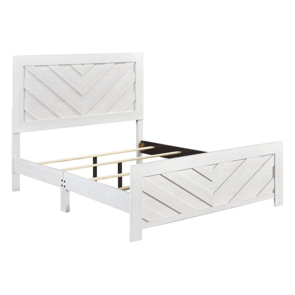 English Elm White Three Piece Bedroom Collection with Dresser Nightstand and Curved Mirror Frame White Eastern King Bed, Nightstand & Chest B011S08037