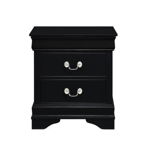 English Elm Black Louis Philippe Bedroom Set Okume Veneer Dresser Mirror and Nightstand Trio B011S08046