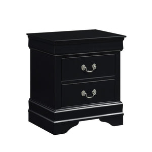 English Elm Black Louis Philippe Bedroom Set Okume Veneer Dresser Mirror and Nightstand Trio B011S08046