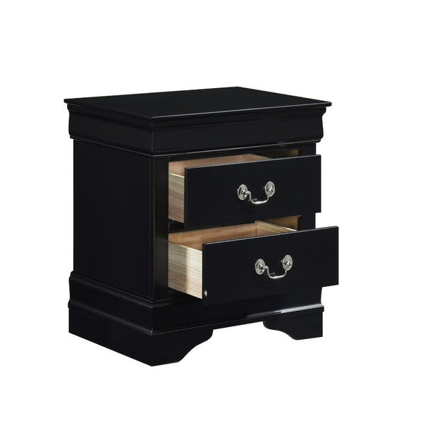 English Elm Black Louis Philippe Bedroom Set Okume Veneer Dresser Mirror and Nightstand Trio B011S08046