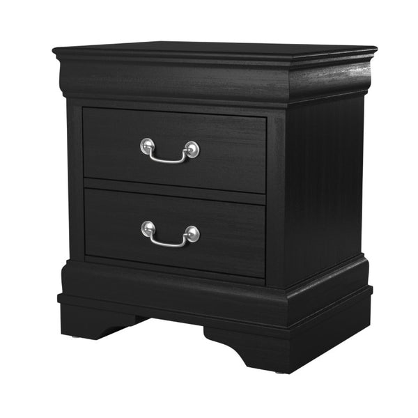 English Elm Black Louis Philippe Bedroom Set Okume Veneer Dresser Mirror and Nightstand Trio B011S08046