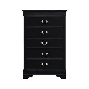 English Elm Black Louis Philippe Sleigh Bedroom Collection with Okume Veneer and Antique Nickel Eastern King Bed, Nightstand & Chest B011S08047