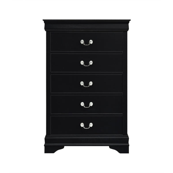 English Elm Black Louis Philippe Sleigh Bedroom Collection with Okume Veneer and Antique Nickel Eastern King Bed, Nightstand & Chest B011S08047