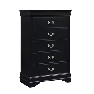 English Elm Black Louis Philippe Sleigh Bedroom Collection with Okume Veneer and Antique Nickel Eastern King Bed, Nightstand & Chest B011S08047