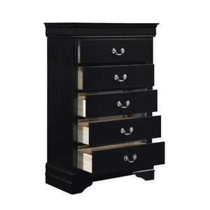 English Elm Black Louis Philippe Sleigh Bedroom Collection with Okume Veneer and Antique Nickel Eastern King Bed, Nightstand & Chest B011S08047