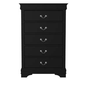 English Elm Black Louis Philippe Sleigh Bedroom Collection with Okume Veneer and Antique Nickel Eastern King Bed, Nightstand & Chest B011S08047