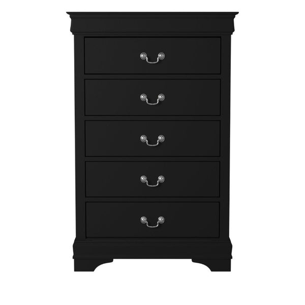 English Elm Black Louis Philippe Sleigh Bedroom Collection with Okume Veneer and Antique Nickel Eastern King Bed, Nightstand & Chest B011S08047