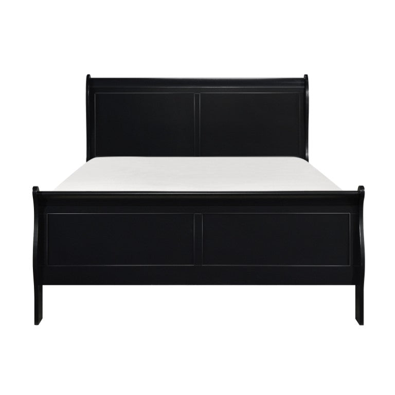 English Elm Black Louis Philippe Sleigh Bedroom Collection with Okume Veneer and Antique Nickel Eastern King Bed, Nightstand & Chest B011S08047