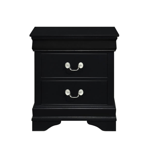 English Elm Black Louis Philippe Sleigh Bedroom Collection with Okume Veneer and Antique Nickel Eastern King Bed, Nightstand & Chest B011S08047