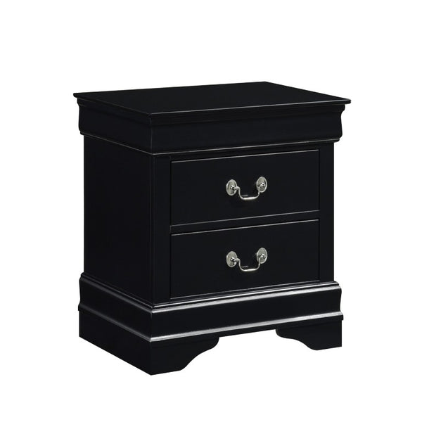 English Elm Black Louis Philippe Sleigh Bedroom Collection with Okume Veneer and Antique Nickel Eastern King Bed, Nightstand & Chest B011S08047