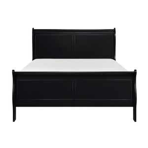 English Elm Black Louis Philippe Sleigh Bedroom Collection with Okume Veneer and Antique Nickel Eastern King Bed, Dresser, Mirror & Chest B011S08049