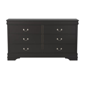 English Elm Black Louis Philippe Sleigh Bedroom Collection with Okume Veneer and Antique Nickel California King Bed, Dresser, Mirror & Chest B011S08052
