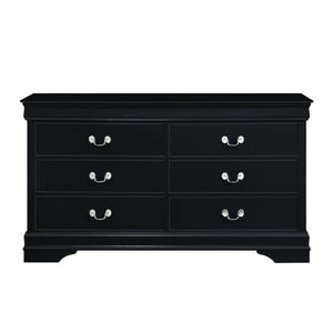 English Elm Black Louis Philippe Sleigh Bedroom Collection with Okume Veneer and Antique Nickel Queen Bed, Dresser & Mirror B011S08054