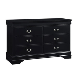 English Elm Black Louis Philippe Sleigh Bedroom Collection with Okume Veneer and Antique Nickel Queen Bed, Dresser & Mirror B011S08054