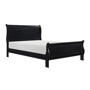 English Elm Black Louis Philippe Sleigh Bedroom Collection with Okume Veneer and Antique Nickel Queen Bed, Dresser, Mirror & Chest B011S08055