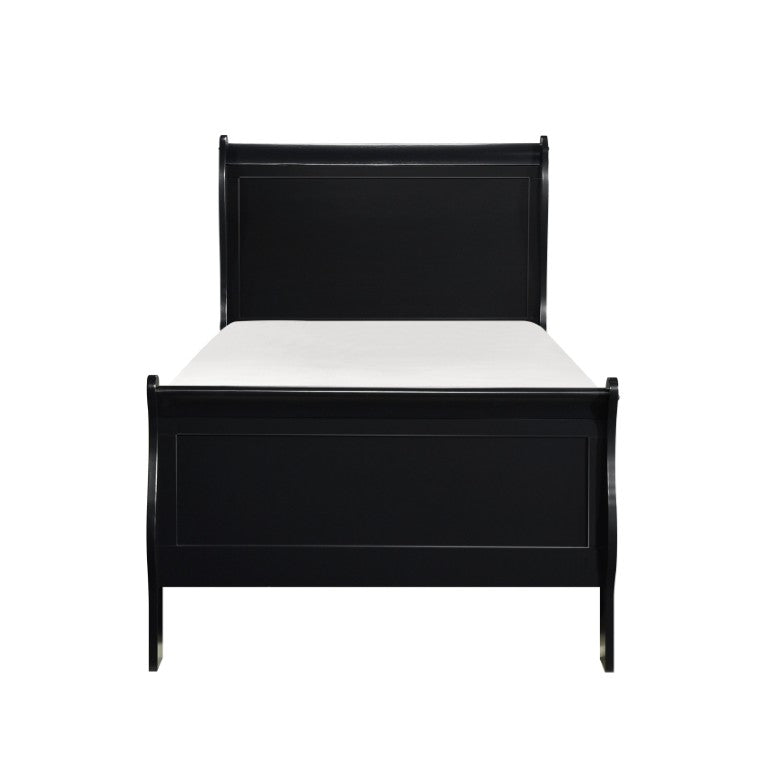 English Elm Cherry Mayville Louis Philippe Twin Sleigh Bed Dresser Mirror Set Black Finish B011S08060