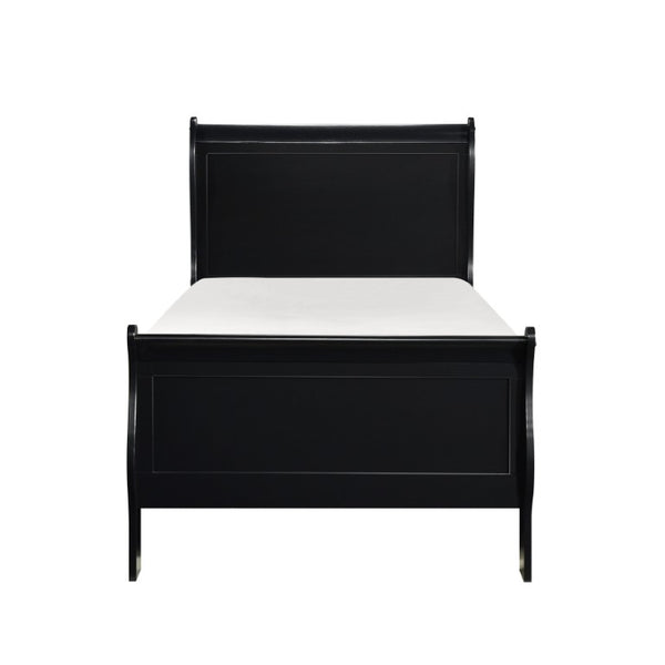 English Elm Cherry Mayville Louis Philippe Twin Sleigh Bed Dresser Mirror Set Black Finish B011S08060