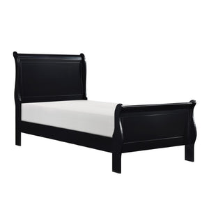 English Elm Cherry Mayville Louis Philippe Twin Sleigh Bed Dresser Mirror Set Black Finish B011S08060