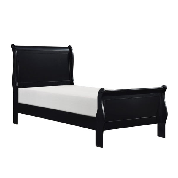 English Elm Cherry Mayville Louis Philippe Twin Sleigh Bed Dresser Mirror Set Black Finish B011S08060