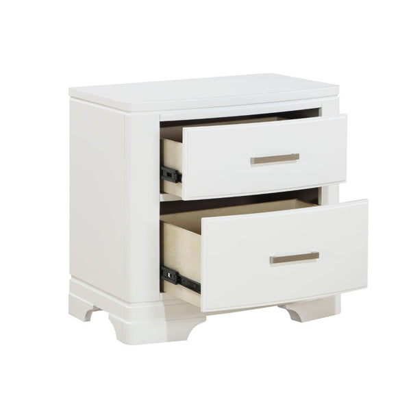 English Elm White Three Piece Bedroom Collection with Dresser Nightstand and Curved Mirror Frame White Nightstand, Dresser & Mirror B011S08062