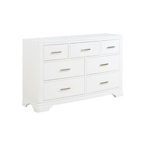English Elm White Three Piece Bedroom Collection with Dresser Nightstand and Curved Mirror Frame White Nightstand, Dresser & Mirror B011S08062