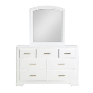 English Elm White Queen Bedroom Set with Curved Headboard Chrome Hardware and Storage Drawers B011S08071