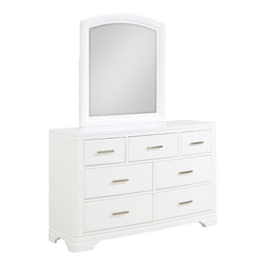 English Elm White Queen Bedroom Set with Curved Headboard Chrome Hardware and Storage Drawers B011S08071