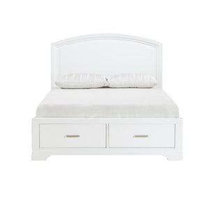 English Elm White Queen Bedroom Set with Curved Headboard Chrome Hardware and Storage Drawers B011S08071