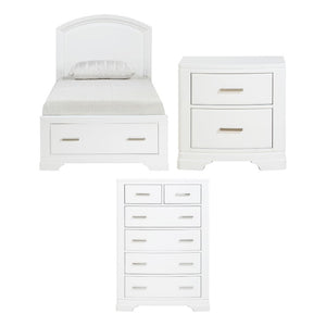 English Elm White Lacquer Twin Bedroom Set with Chrome Hardware for Kids or Guest Rooms B011S08075