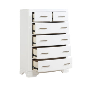 English Elm White Lacquer Twin Bedroom Set with Chrome Hardware for Kids or Guest Rooms B011S08075