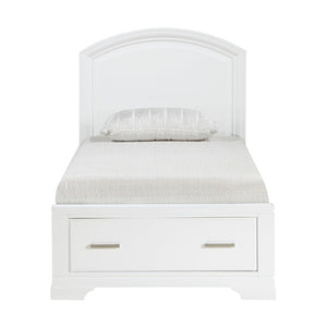English Elm White Lacquer Twin Bedroom Set with Chrome Hardware for Kids or Guest Rooms B011S08075