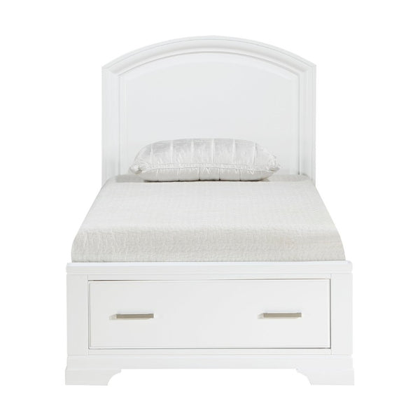 English Elm White Lacquer Twin Bedroom Set with Chrome Hardware for Kids or Guest Rooms B011S08075