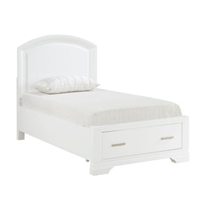 English Elm White Lacquer Twin Bedroom Set with Chrome Hardware for Kids or Guest Rooms B011S08075